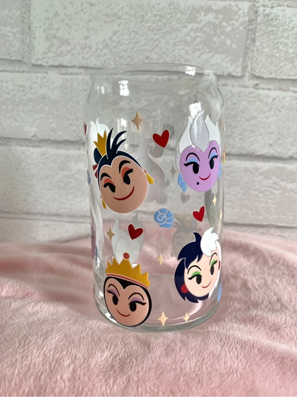 Handmade Custom Disney Villains Female Version Clear Glass Tumbler S/M